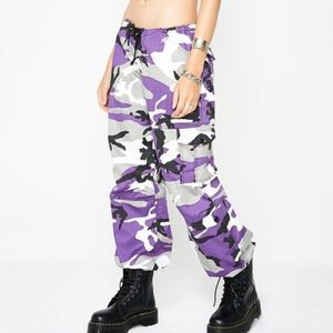 Dolls Kill SIZURP ARMY BRAT CARGO PANTS PURPLE